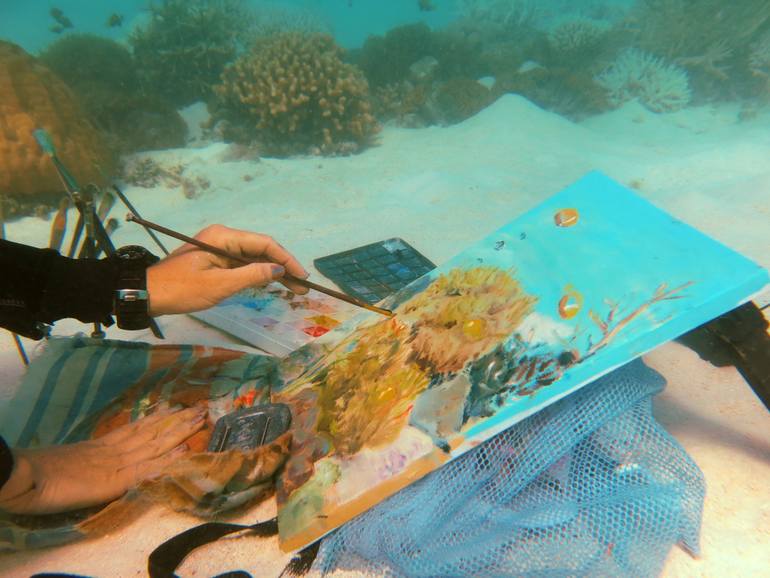 Original Figurative Animal Painting by Olga Belka Underwater Artist