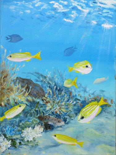 Sea gold (part of triptych). The original artwork painted underwater. thumb