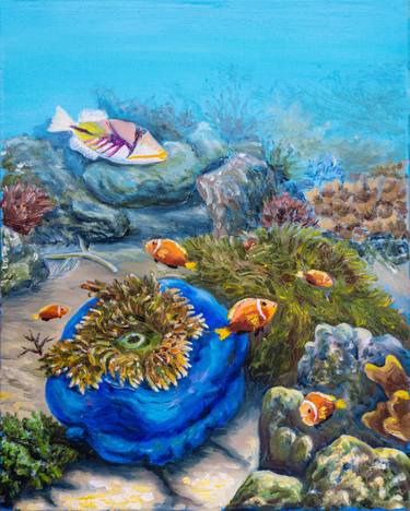 Sleeping anemon. The original artwork painted underwater. thumb