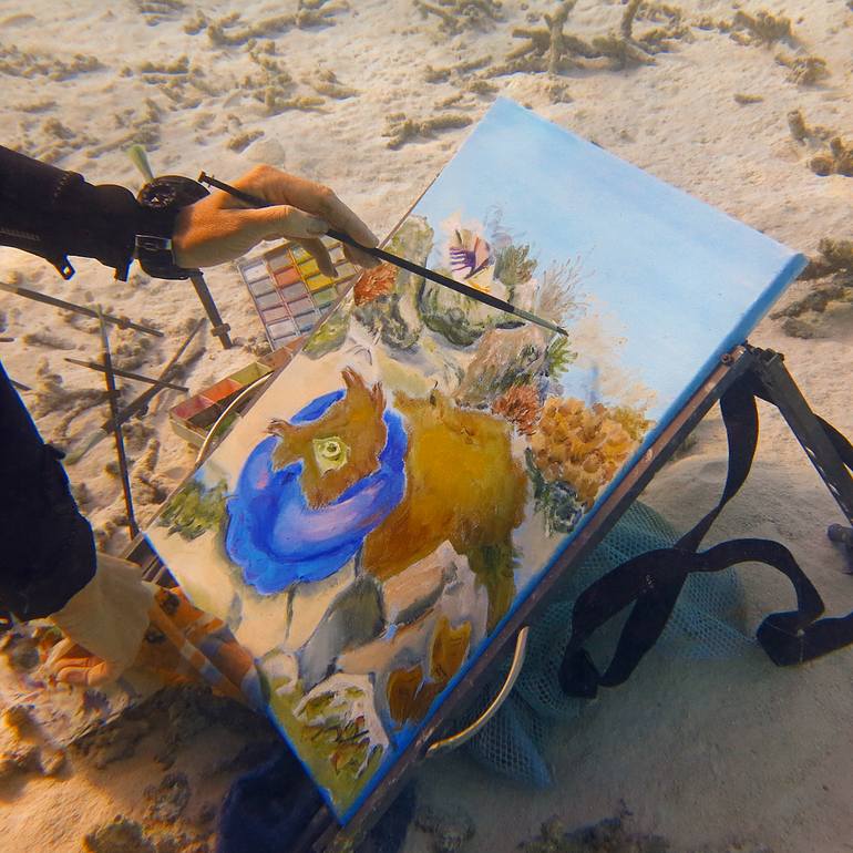 Original Figurative Nature Painting by Olga Belka Underwater Artist
