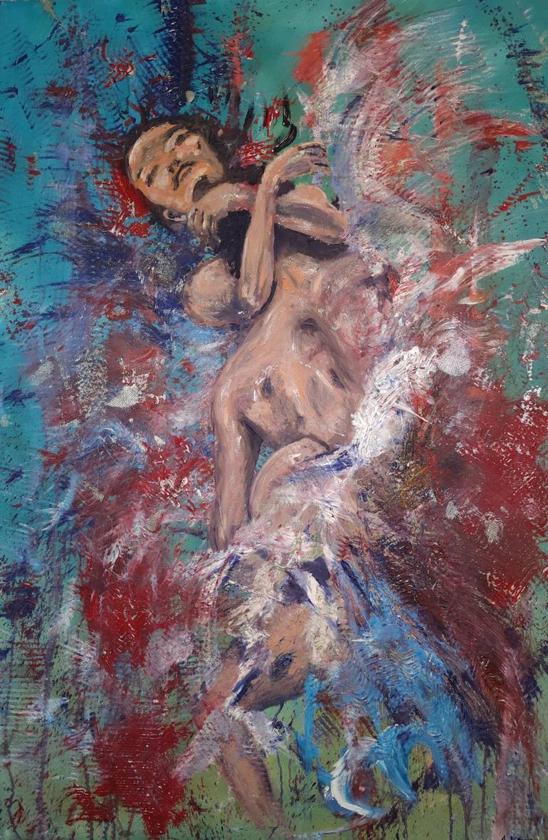 Original Abstract Erotic Painting by Aleksi Kazubski