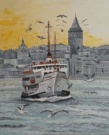 Original Expressionism Boat Paintings by Aynur Cimen