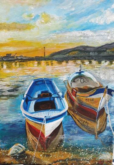 Original Expressionism Boat Paintings by Aynur Cimen