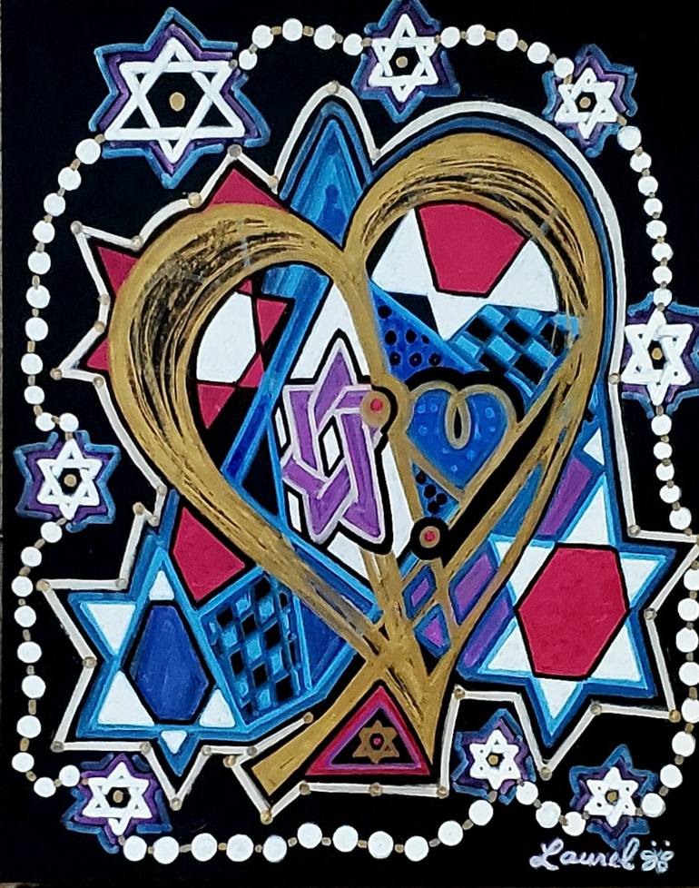 Original Pop Culture/Celebrity Painting by Laurel Rosenberg | Expressionism Art on Other | Heartfelt ***Star of David***