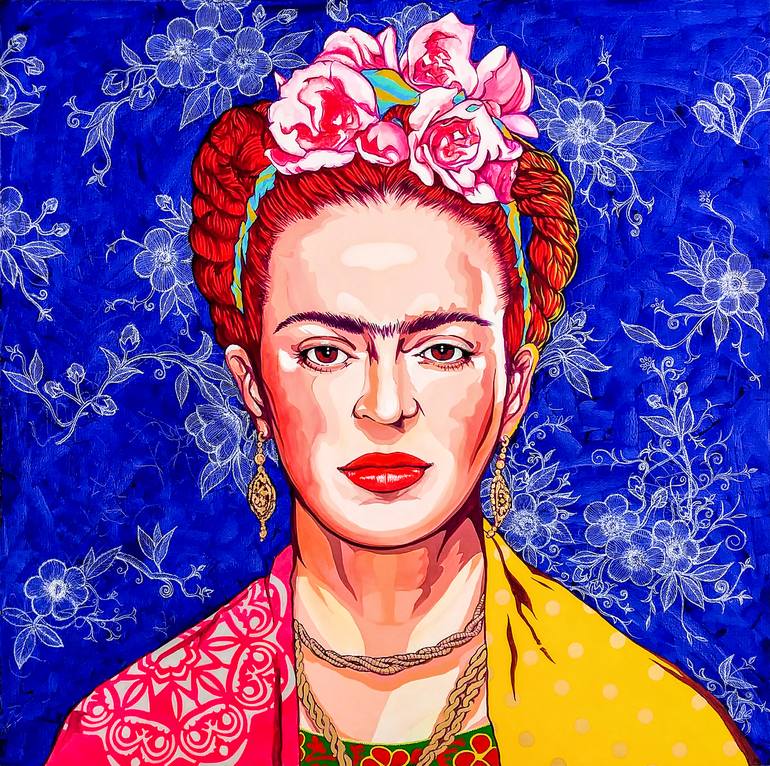 Frida in blue Painting by POP ART WORLD | Saatchi Art