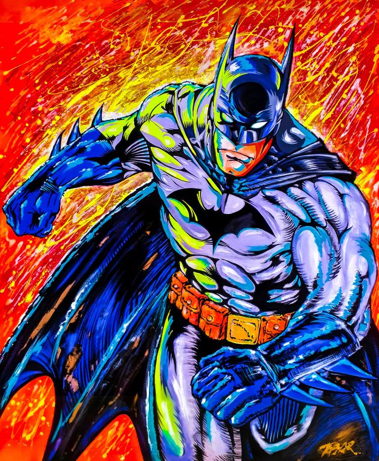 Batman in action Painting by POP ART WORLD | Saatchi Art