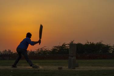Playing Cricket at Sunset - Limited Edition of 10 thumb