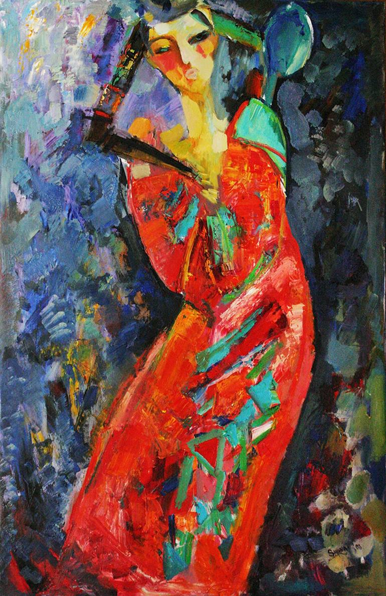 Original Abstract Portrait Paintings by Sarnai Bold