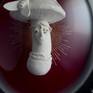 This enchanting Fly Agaric lady is adorned with "mouches", one on her cap and several of the sordid, historic and coquette adornments upon her face.