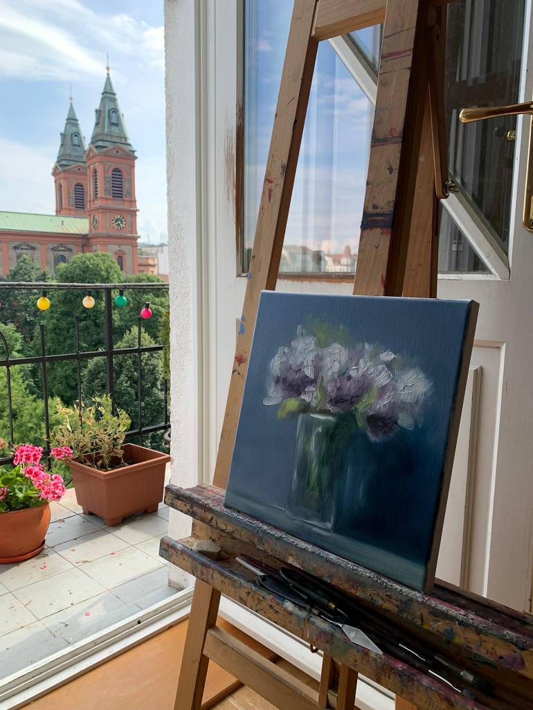 Original Art Deco Floral Painting by Veronika Vorontsova