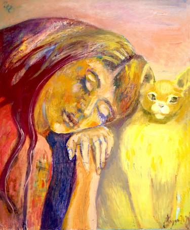 Original Expressionism Cats Paintings by Aldona Zając