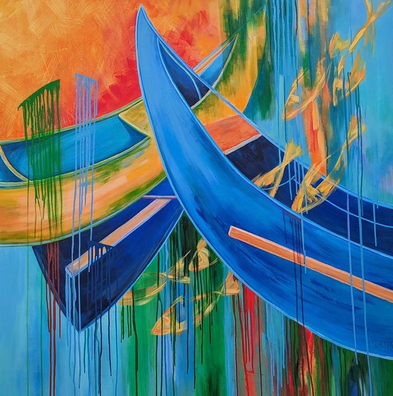 Original Contemporary Boat Painting by Vera Saiko