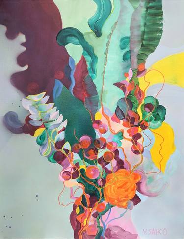 Original Abstract Expressionism Floral Paintings by Vera Saiko