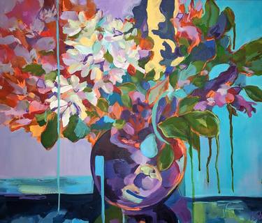 Original Expressionism Floral Paintings by Vera Saiko