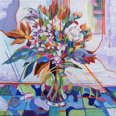 Original Abstract Expressionism Floral Paintings by Vera Saiko