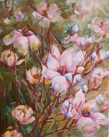 Original Expressionism Floral Paintings by Vera Saiko