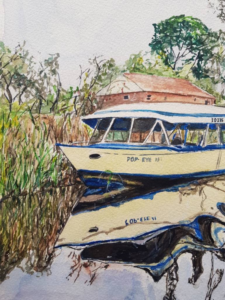 Original Fine Art Boat Painting by Christine Davis