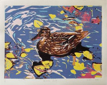 Autumn Duck Woodcut - Limited Edition of 4 thumb