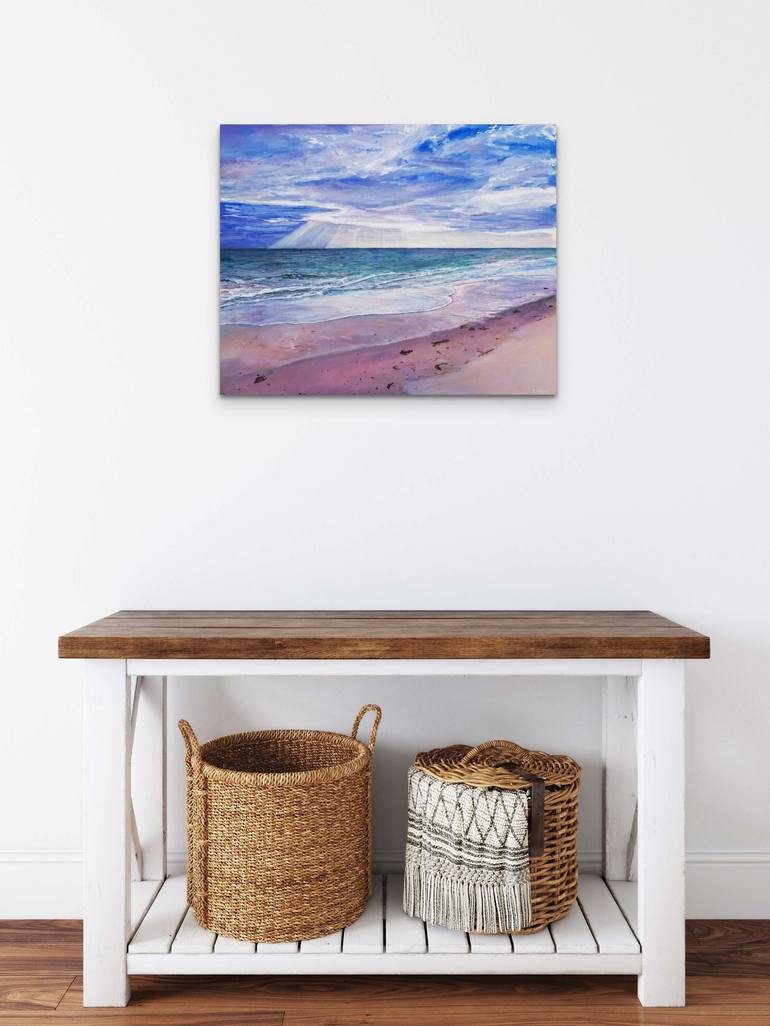 Original Impressionism Beach Painting by Christine Davis