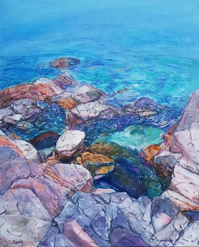 Rock Pool Painting by Christine Davis | Saatchi Art