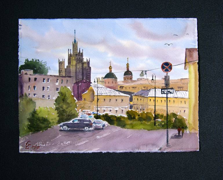 Original Impressionism Cities Painting by Elena Gaivoronskaia