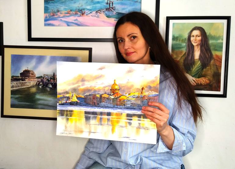 Original Fine Art Cities Painting by Elena Gaivoronskaia