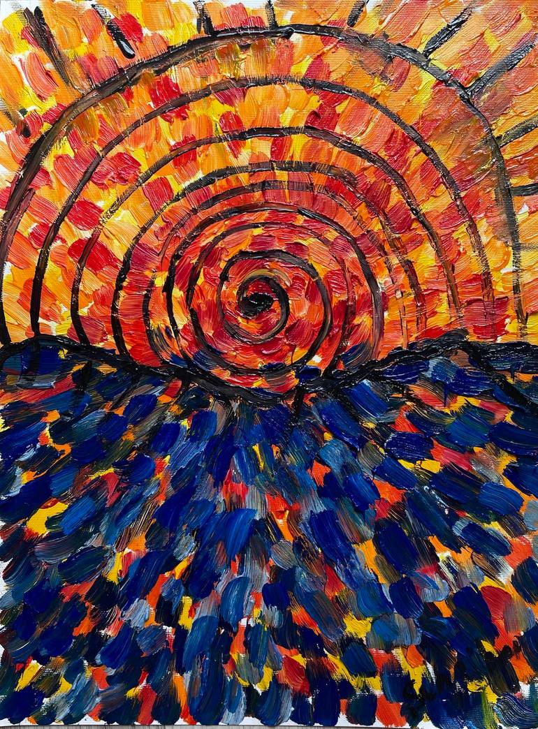 Original Abstract Painting by Shahribanu Abdulaziz | Abstract Art on Paper | "Sunset" - The Last Light, Forever Captured