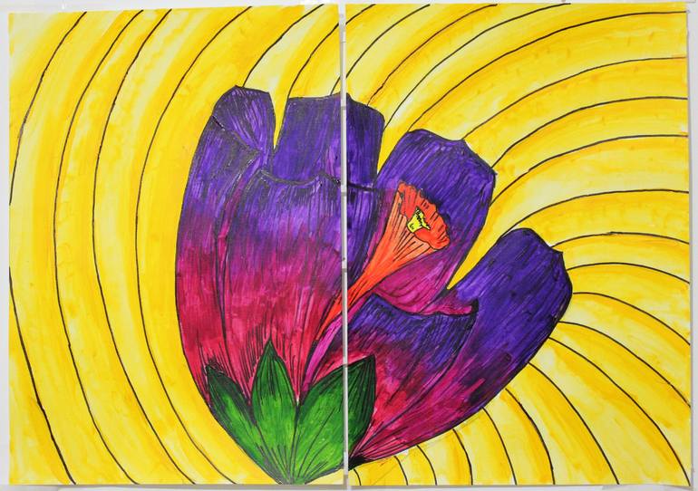 Original Landscape Painting by Shahribanu Abdulaziz | Illustration Art on Paper | "Snowdrop" - A Whisper of Hope