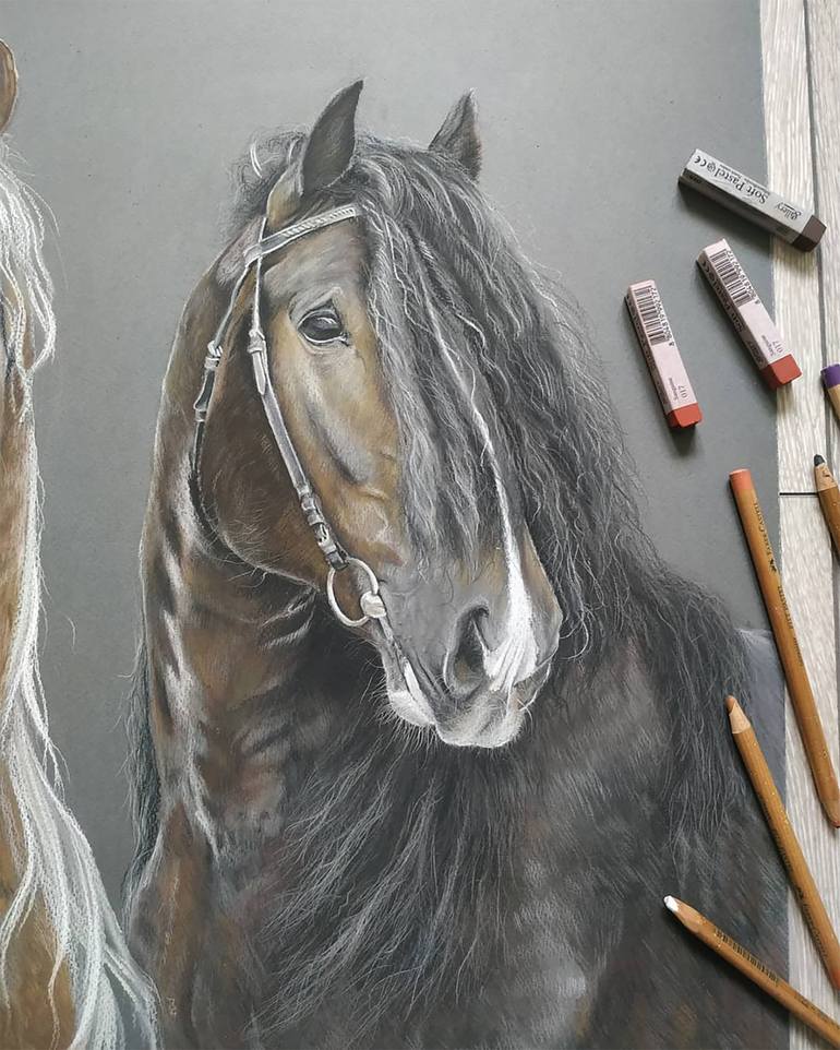 Original Photorealism Animal Drawing by Marina Balahnina