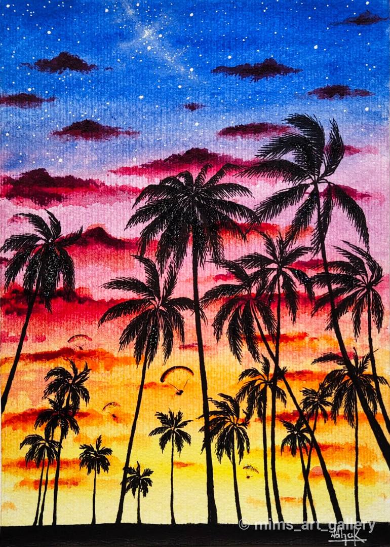 Sunset in California 1 Painting by Moumita Maity Saatchi Art