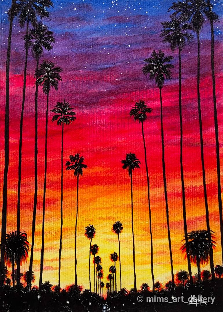 Sunset in California 3 Painting by Moumita Maity Saatchi Art