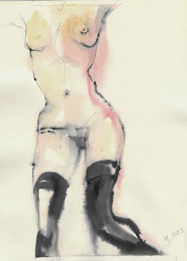 Watercolour woman nude painting. thumb