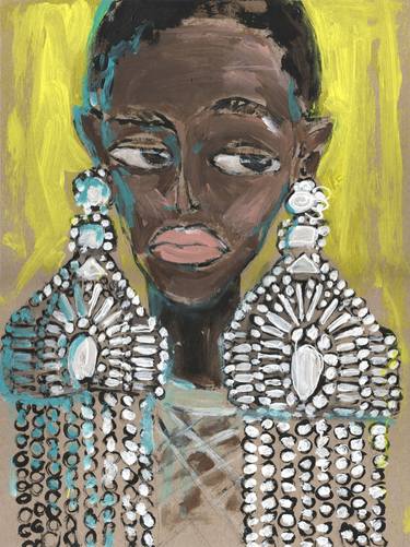 African woman in earrings Andrew Gn ss2021, fashion illustration thumb