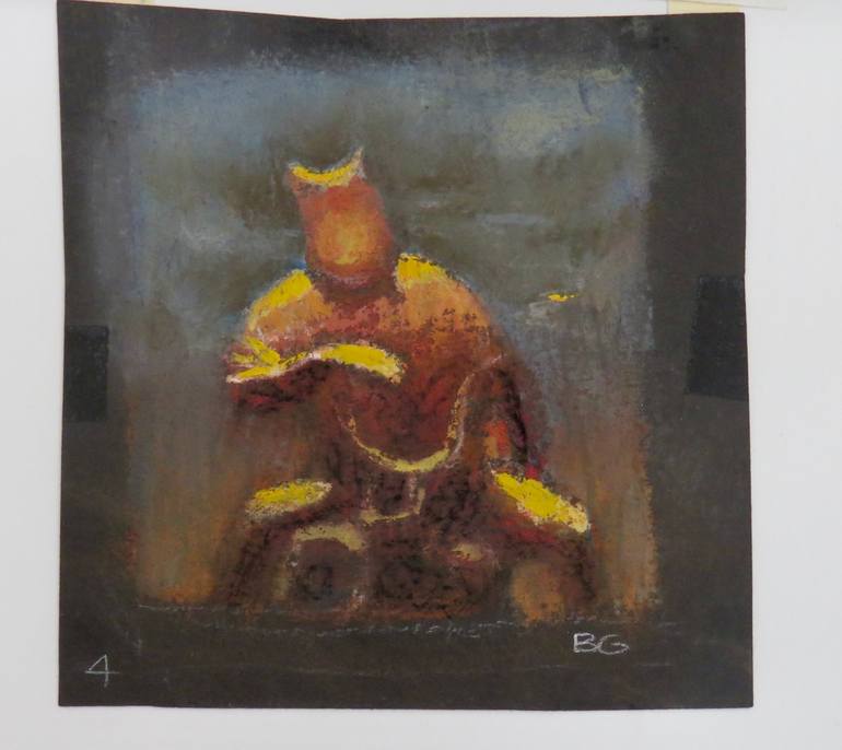 Original Impressionism Motorcycle Drawing by Barbara Gardner