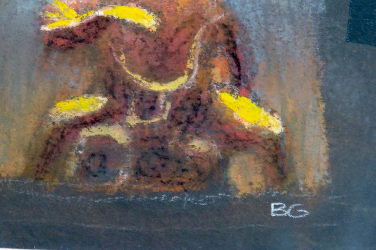 Original Impressionism Motorcycle Drawing by Barbara Gardner