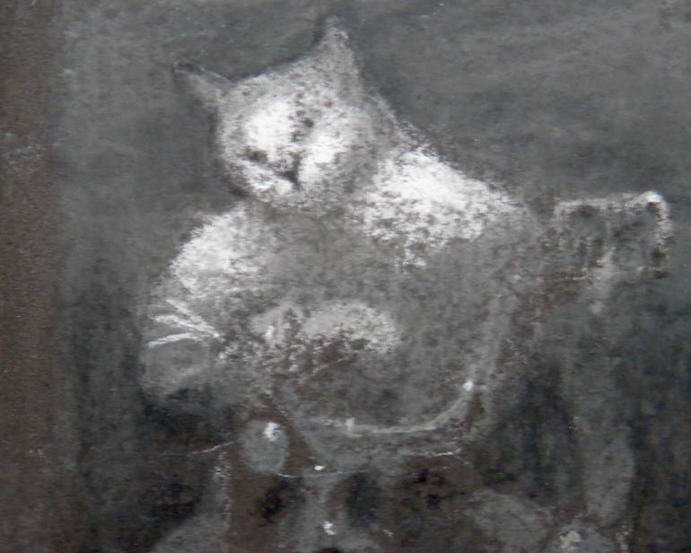 Original Surrealism Cats Drawing by Barbara Gardner