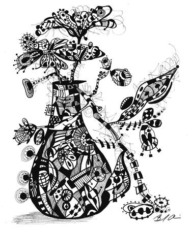 Print of Expressionism Floral Drawings by Behnaz Ahmadian