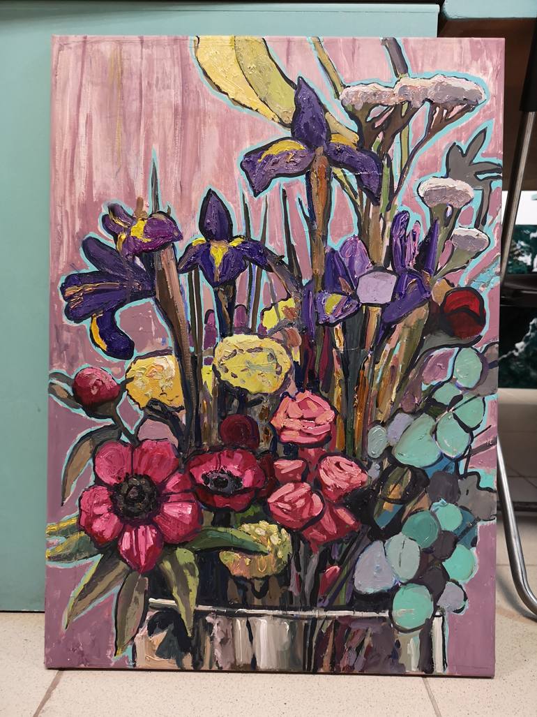 Original Art Deco Floral Painting by Maria Barkovskaya