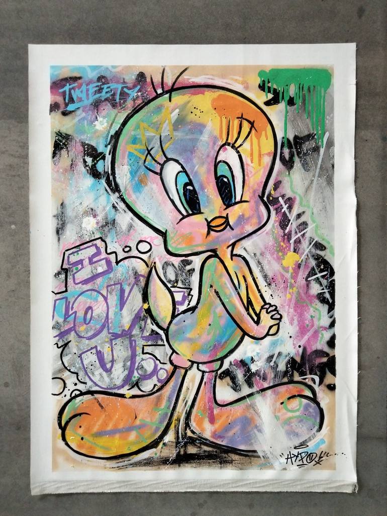 Original Street Art Cartoon Painting by Alessio Hassan Alì