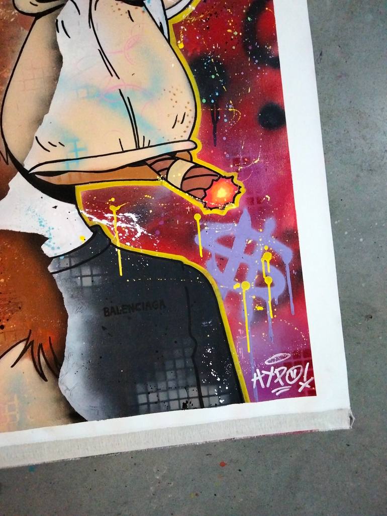 Original Street Art Comics Painting by Alessio Hassan Alì