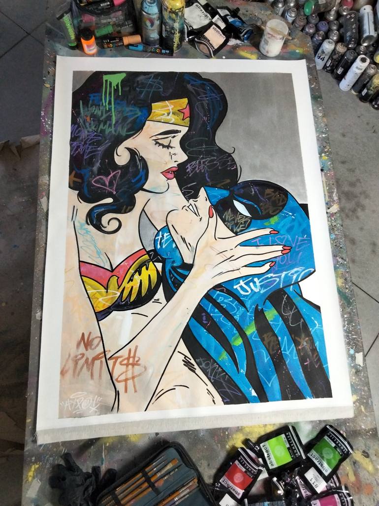 Original Street Art Comics Painting by Alessio Hassan Alì