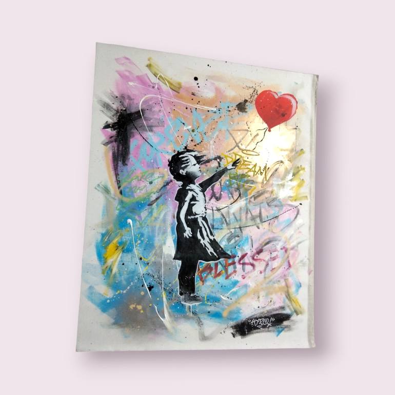 Hipo X Banksy - Balloon Girl #2 Painting by Alessio Hassan Alì