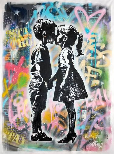 Original Street Art Love Painting by Alessio Hassan Alì