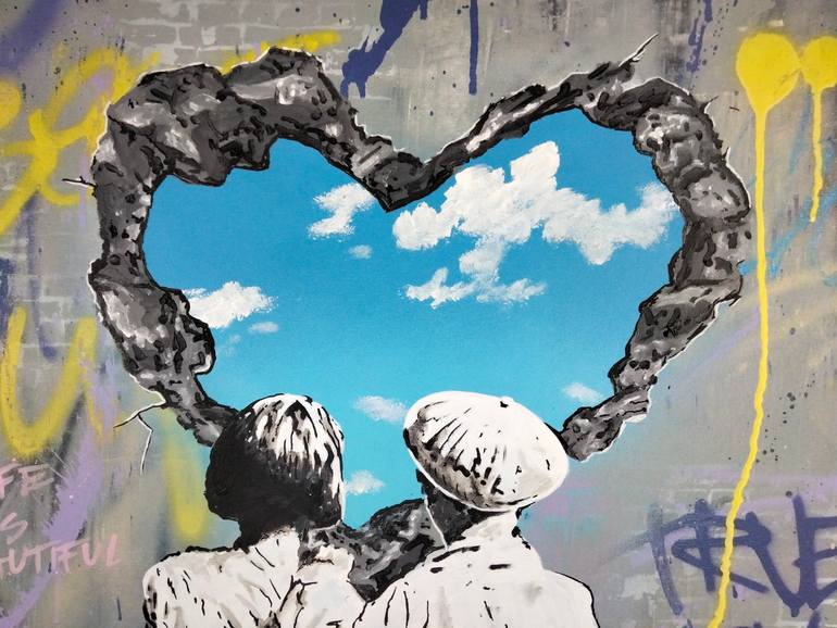 Original Street Art Love Painting by Alessio Hassan Alì