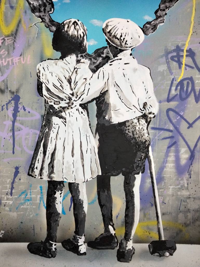 Original Street Art Love Painting by Alessio Hassan Alì