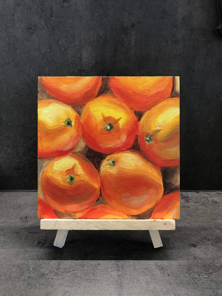 Original Oil Painting, Still Life Oranges, 20x20 Cm Painting By Olena ...