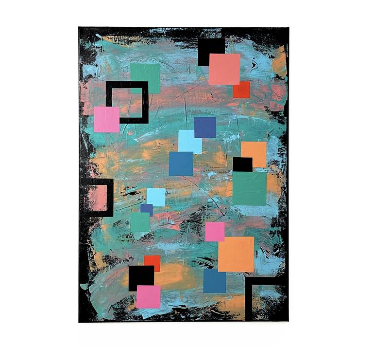 Original geometric abstract Abstract Painting by Ewa Janowska