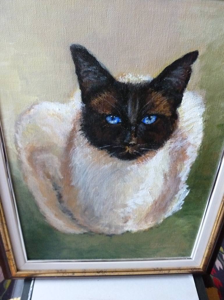 Original Impressionism Cats Painting by Florina Ravariu