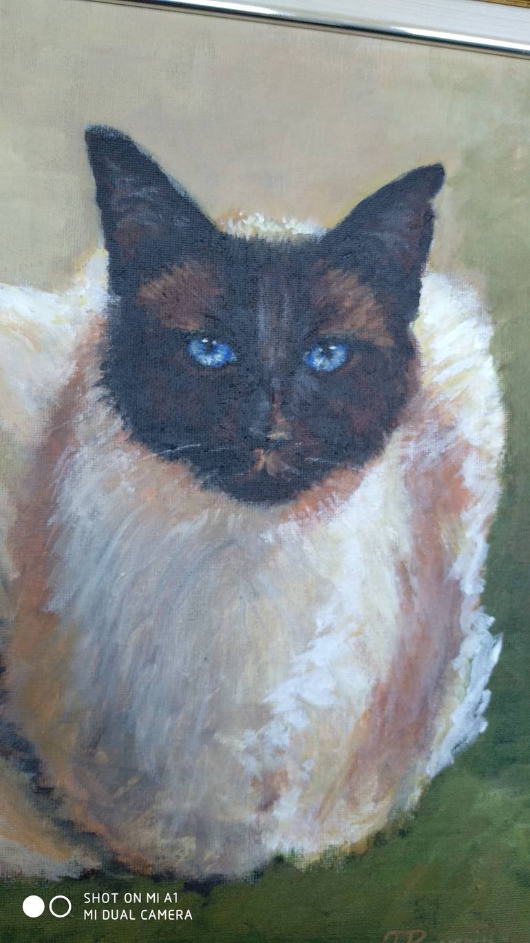 Original Impressionism Cats Painting by Florina Ravariu