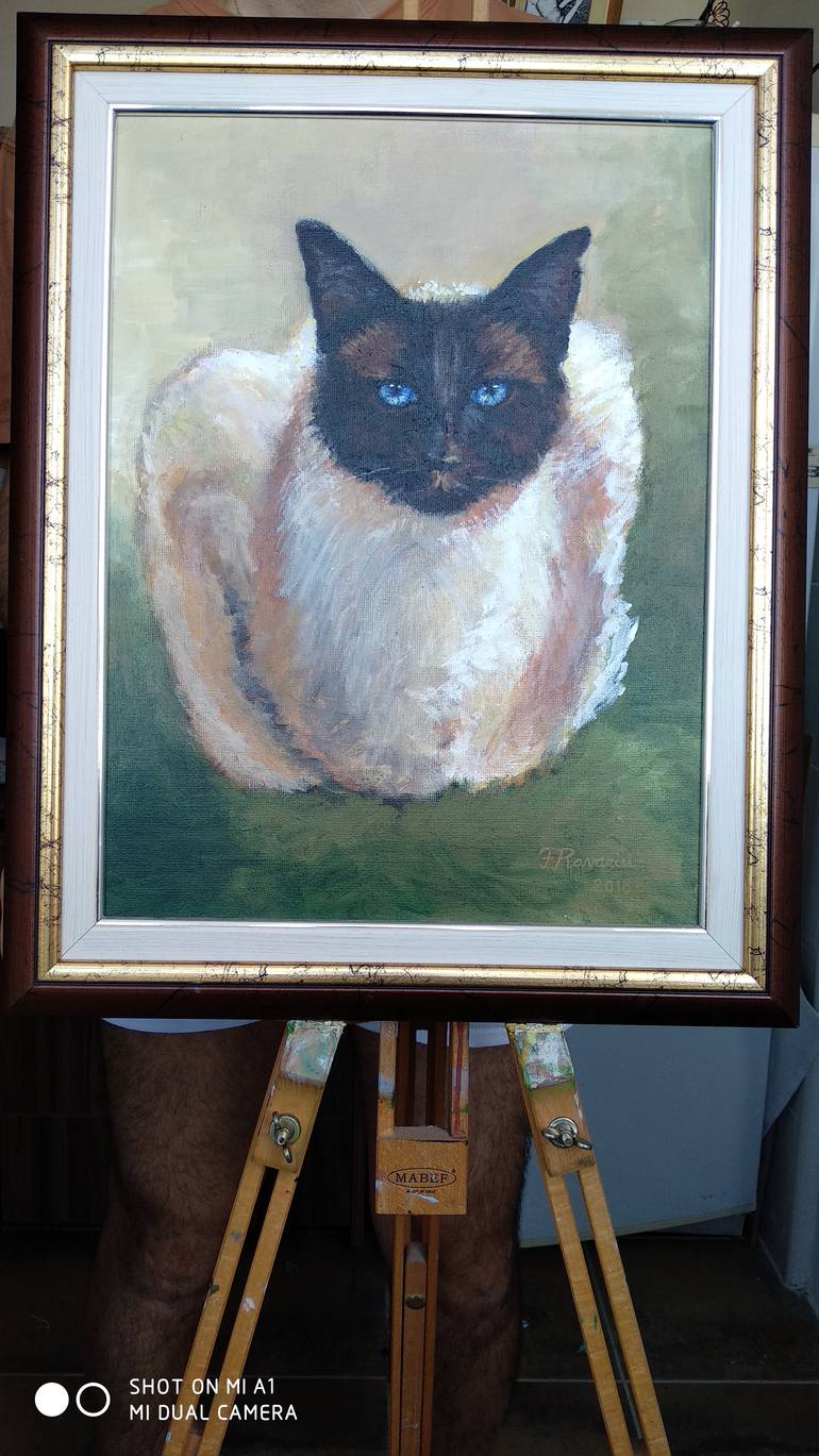 Original Impressionism Cats Painting by Florina Ravariu